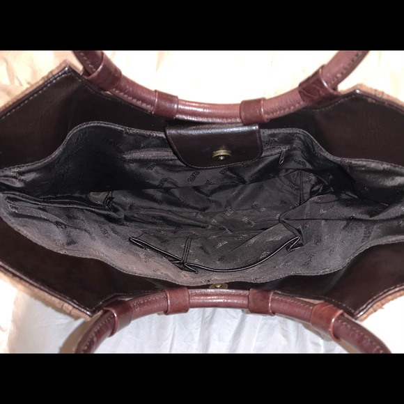 Brown suede and snake print style leather purse - Picture 5 of 5